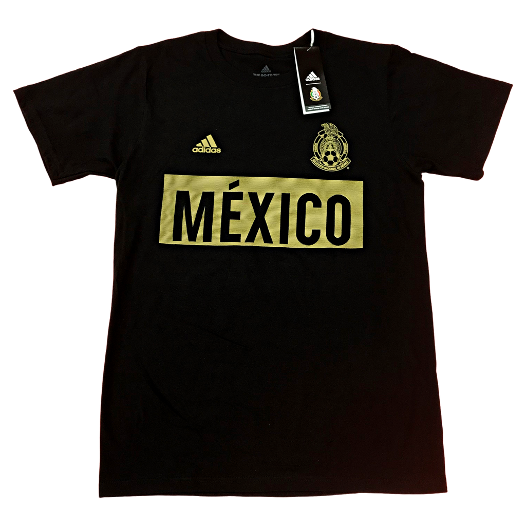 Adidas Mexico Stripes Bar T-Shirt-Black/Gold product image 2, provided for visual reference and product detail review