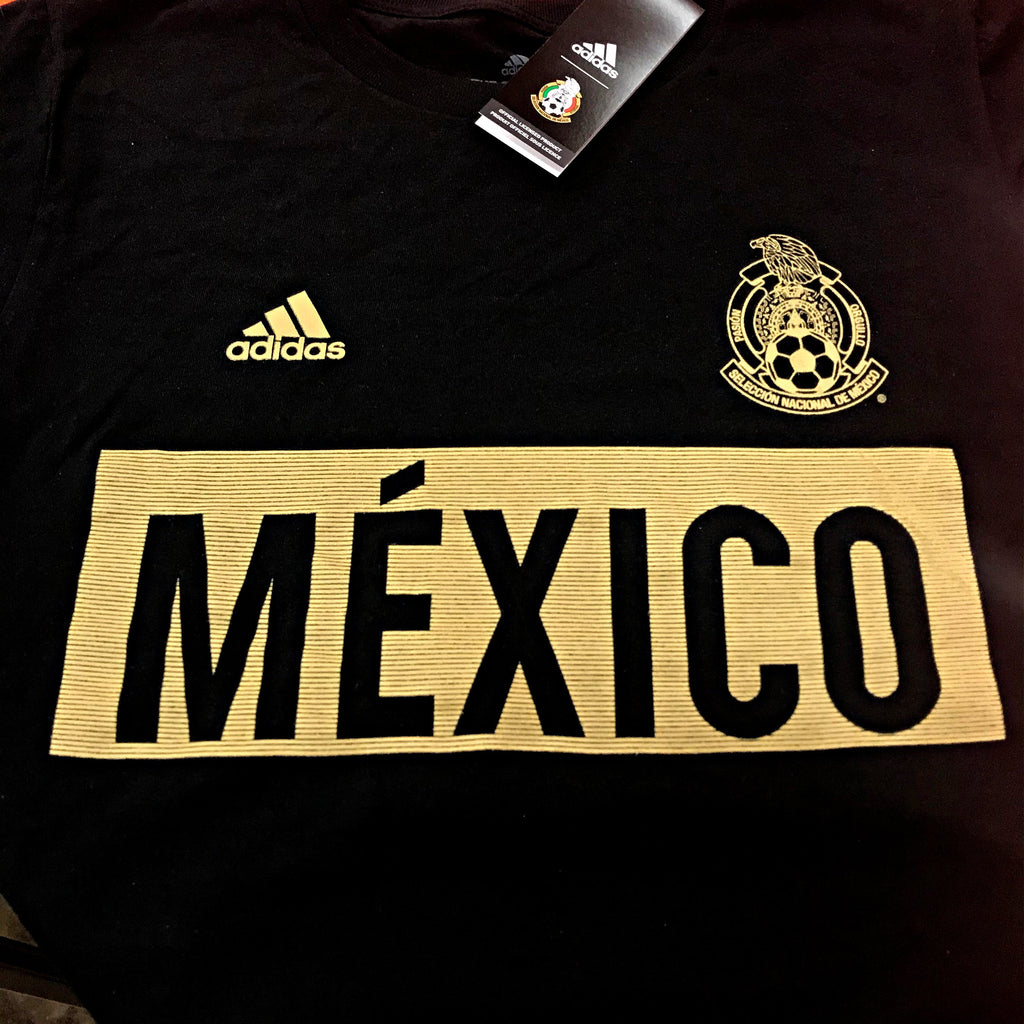 Adidas Mexico Stripes Bar T-Shirt-Black/Gold product image 3, provided for visual reference and product detail review