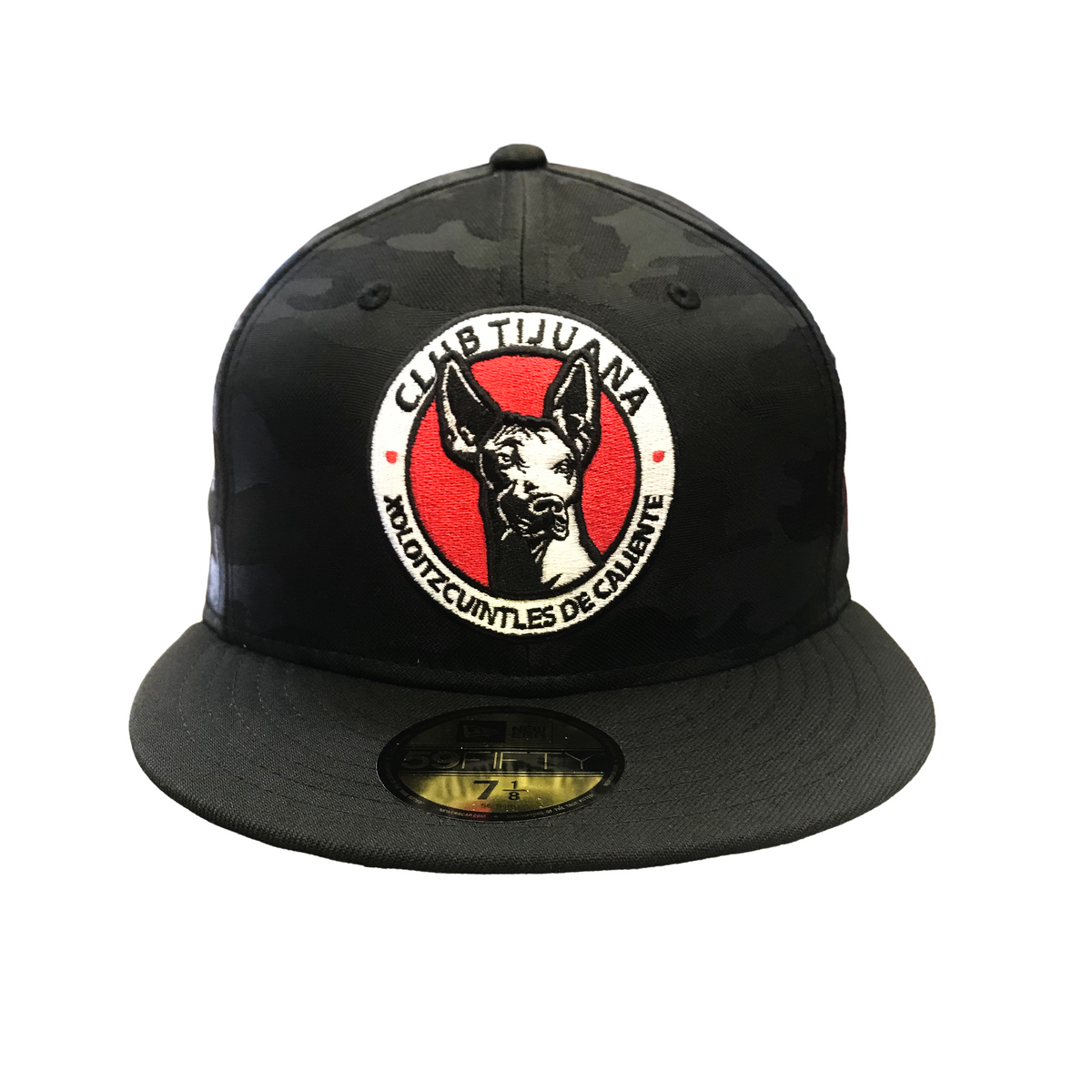 Club Tijuana Xolos New Era Official Liga Mx Camo 59Fifty Fitted Hat-Black product image 2, provided for visual reference and