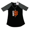 MAJESTIC Women SAN FRANCISCO GIANTS TWO SEAMER V-NECK-BLACK/GREY product image 1, provided for visual reference and product