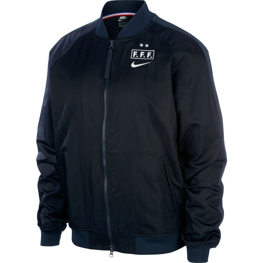 Nike Men France Bomber Jacket 20/21 - Black/White product image 1, provided for visual reference and product detail review
