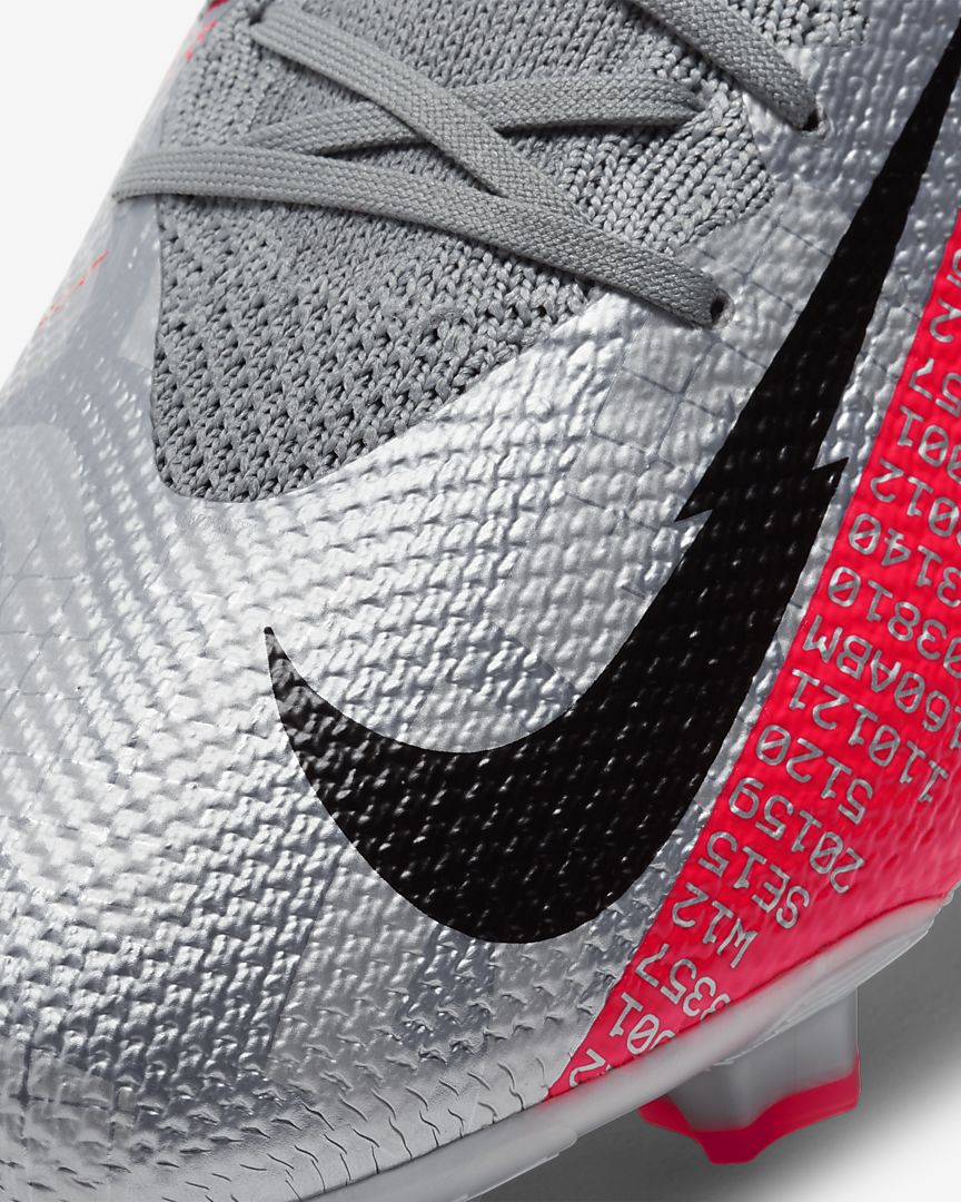 Nike Mercurial Superfly 7 Pro FG- Metallic Grey/Laser Crimson product image 4, provided for visual reference and product
