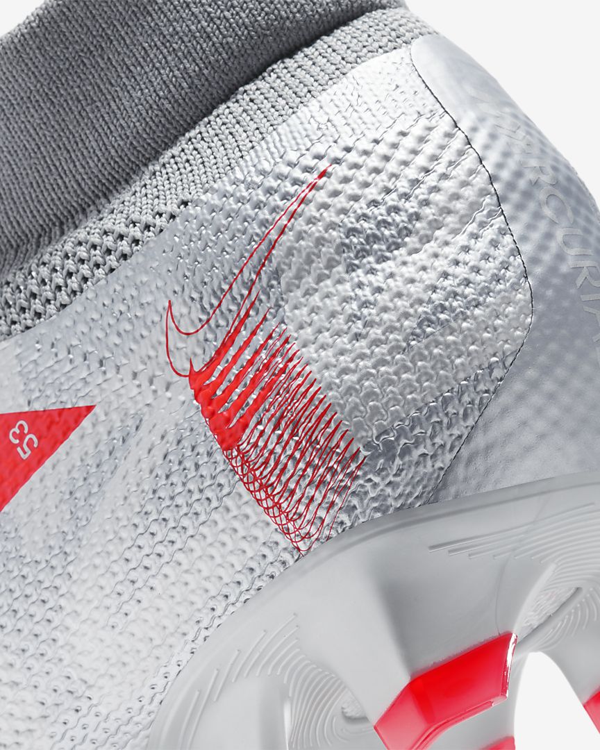 Nike Mercurial Superfly 7 Pro FG- Metallic Grey/Laser Crimson product image 6, provided for visual reference and product