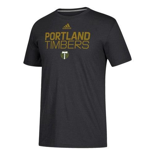 Adidas Portland Timbers Climalite Short Sleeve T-Shirt - Black/GOLD product image 1, provided for visual reference and
