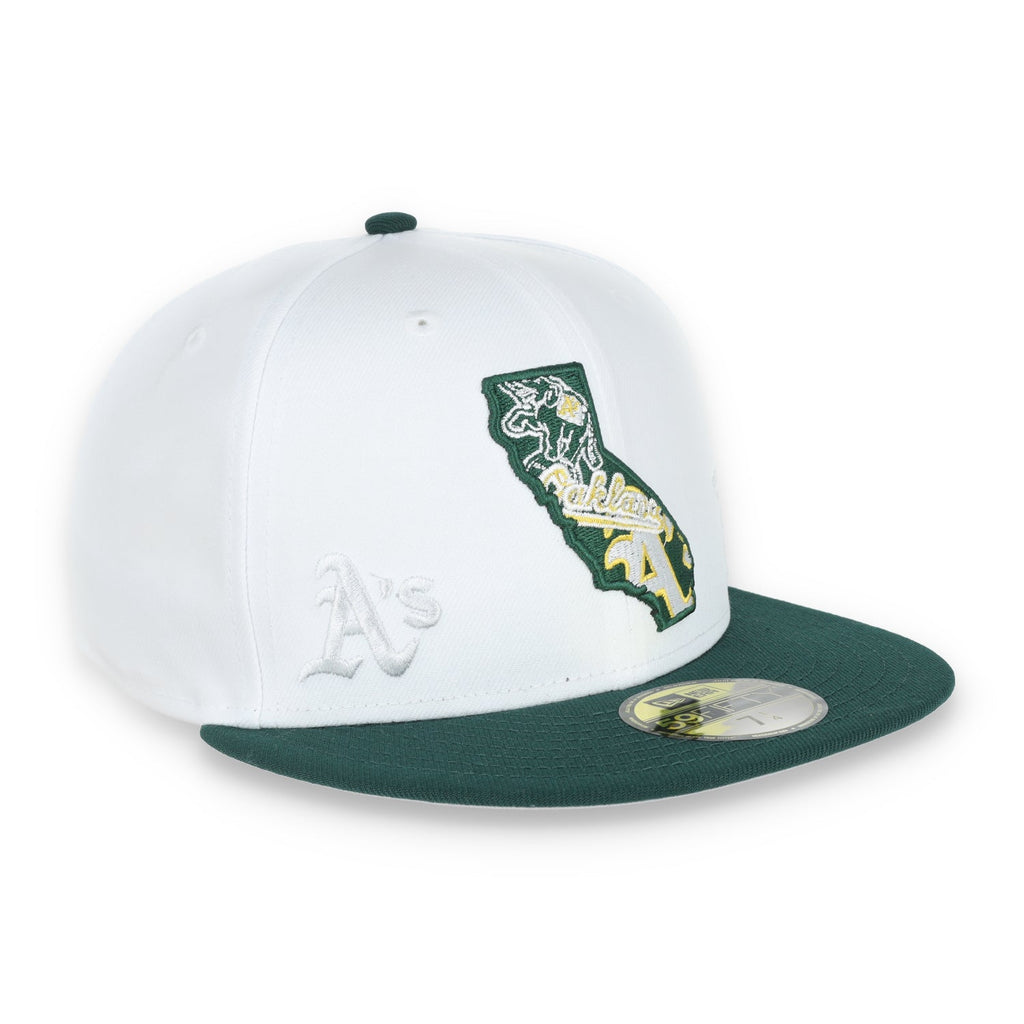 New Era Oakland Athletics State View E1 59FIFTY-White/Green product image 1, provided for visual reference and product