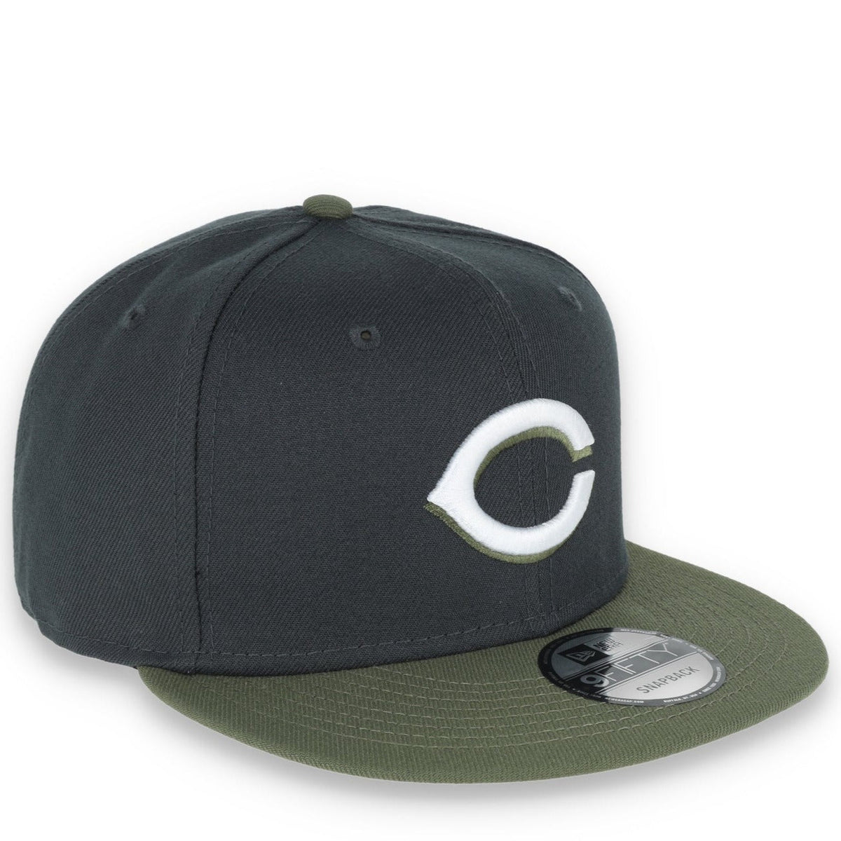 New Era Cincinnati Reds 2-Tone Color Pack 9FIFTY Snapback Hat- Grey/Olive product image 1, provided for visual reference and