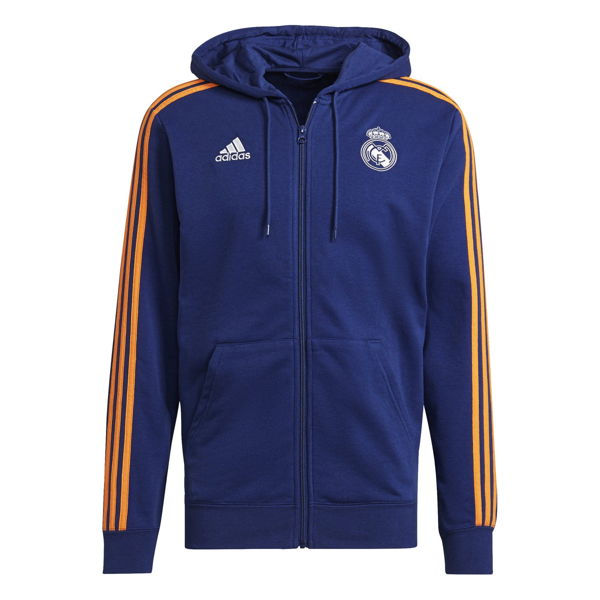 Adidas Men Real Madrid 3 Stripes Track Jacket- BLUE/ORANGE product image 1, provided for visual reference and product detail