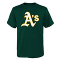 Youth Oakland Athletics Green Primary Logo Team T-Shirt product image 1, provided for visual reference and product detail
