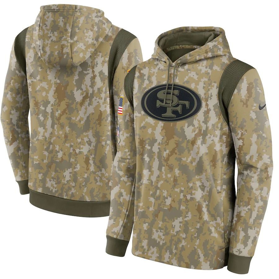 San Francisco 49ers Nike Camo 2021 Salute To Service Therma Performance Pullover Hoodie for Men product image 1, provided