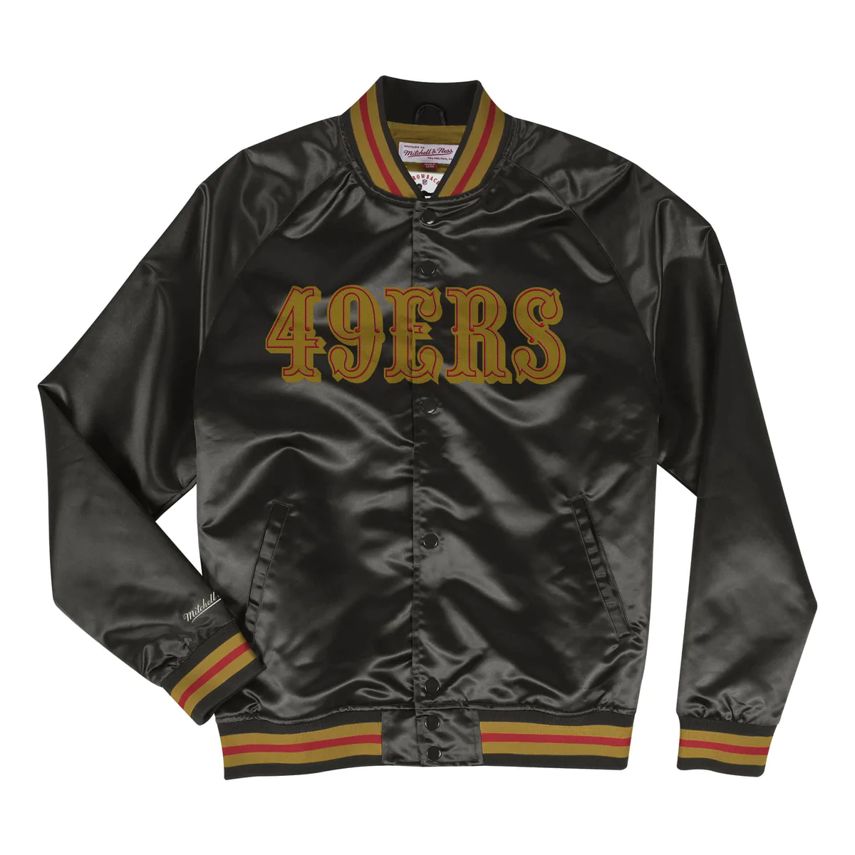 Mitchell & Ness San Francisco 49ers Lightweight Satin Jacket-Black/Gold product image 1, provided for visual reference and