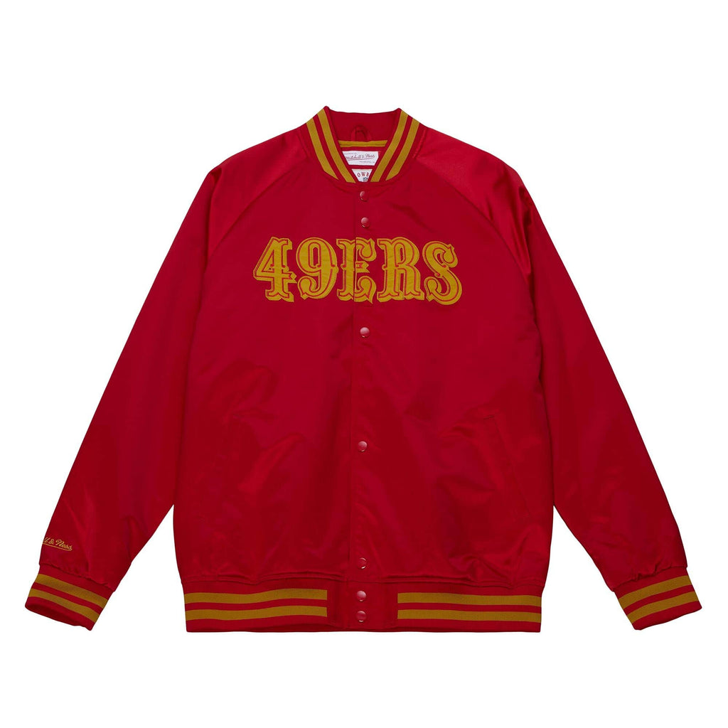Mitchell & Ness San Francisco 49ers Lightweight Satin Jacket-RED product image 1, provided for visual reference and product