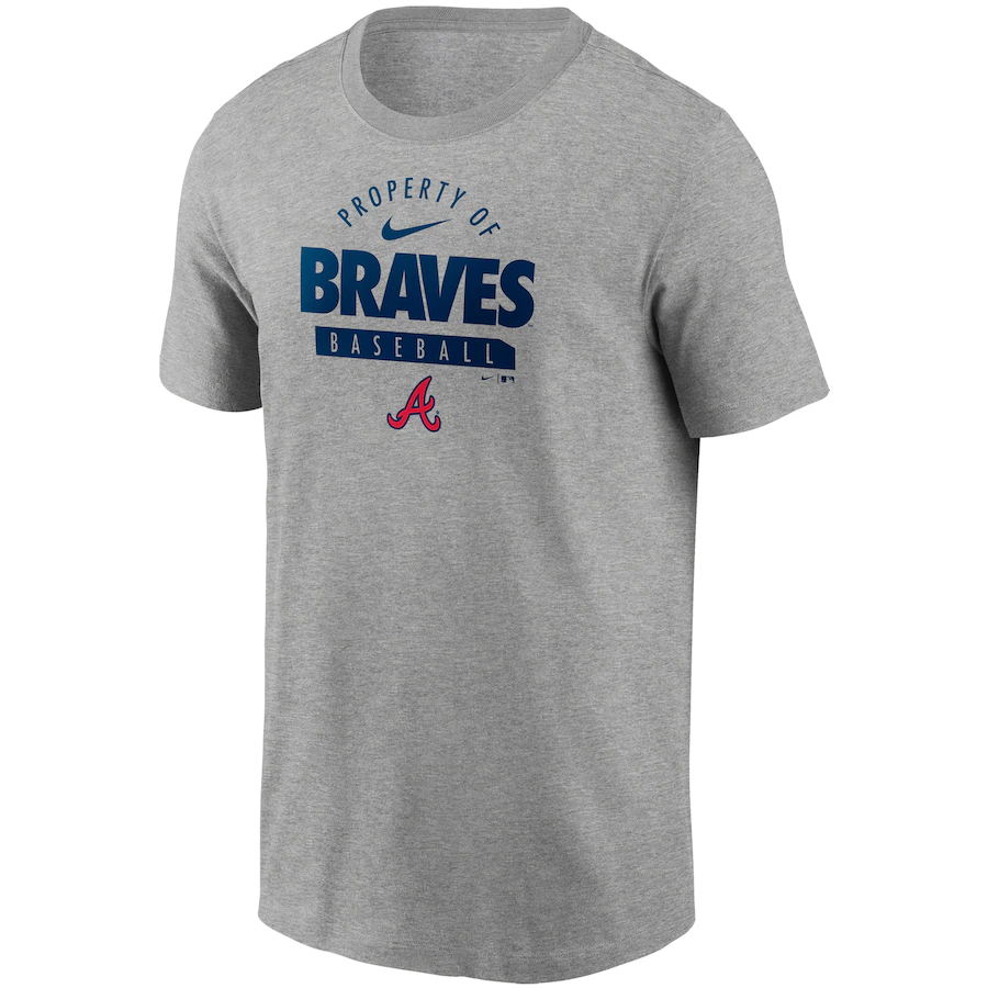 Nike Atlanta Braves Primetime Property Of Practice T-Shirt - Heathered Gray product image 1, provided for visual reference