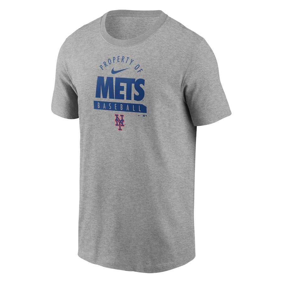 Nike New York Mets Primetime Property Of Practice T-Shirt - Heathered Gray product image 1, provided for visual reference