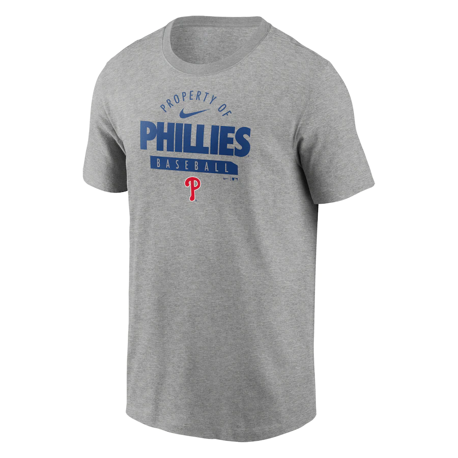 Nike Philadelphia Phillies Primetime Property Of Practice T-Shirt - Heathered Gray product image 1, provided for visual