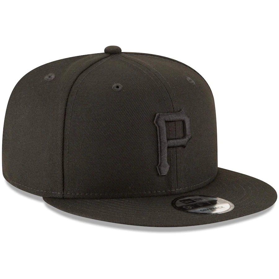 Pittsburgh Pirates New Era Black on Black 9FIFTY Team Snapback Adjustable Hat - Black product image 3, provided for visual