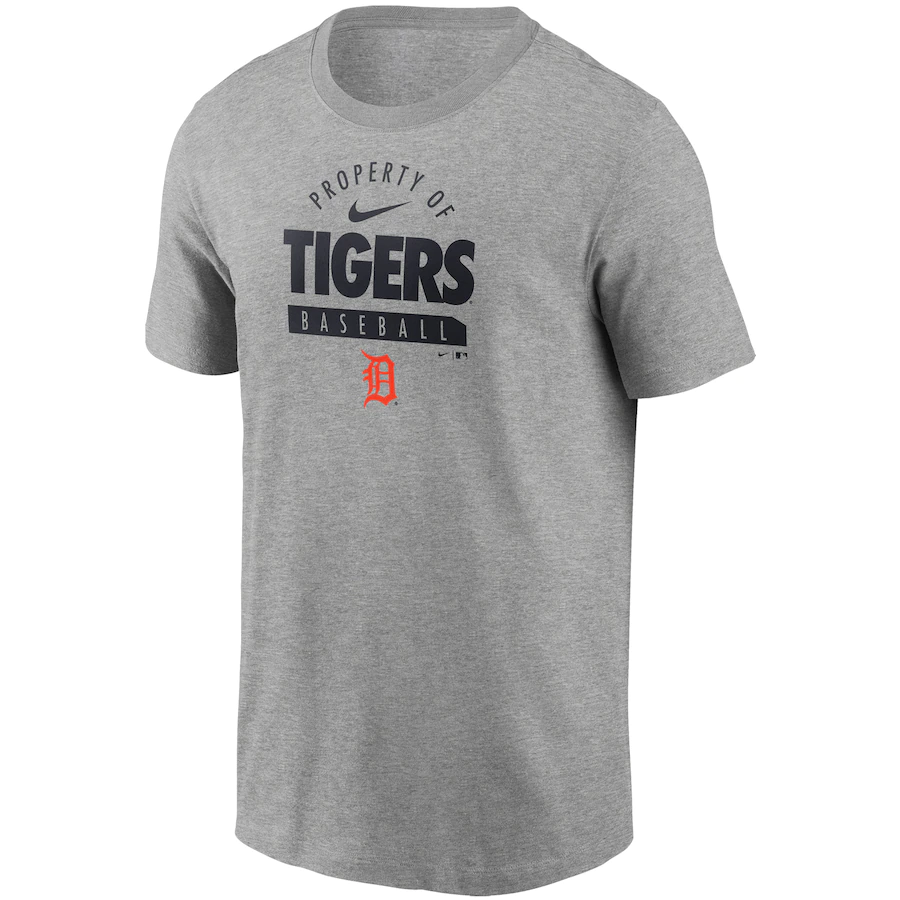 Detroit Tigers Nike Primetime Property Of Practice T-Shirt - Gray product image 1, provided for visual reference and product