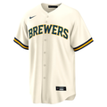 Nike Men Milwaukee Brewers Cream Home Replica Team Jersey product image 1, provided for visual reference and product detail