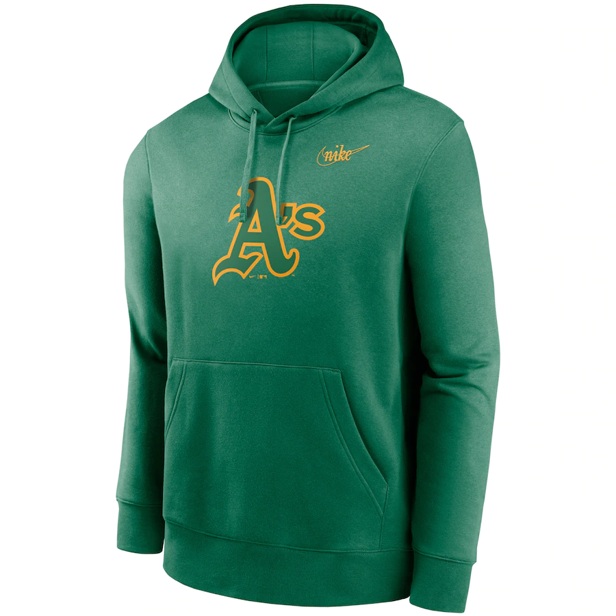 Nike Oakland Athletics Cooperstown Collection Logo Club Pullover Hoodie - Green product image 1, provided for visual