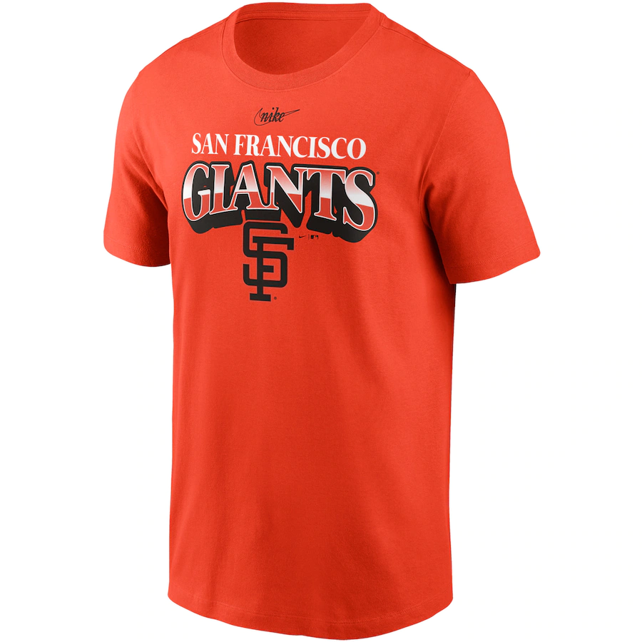 Nike San Francisco Giants Cooperstown Collection Rewind Arch T-Shirt - Orange product image 1, provided for visual reference
