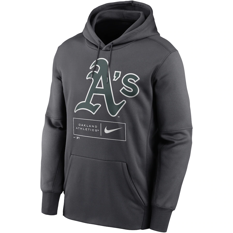 Nike Anthracite Men Oakland Athletics Pattern Logo Performance Pullover Hoodie product image 1, provided for visual