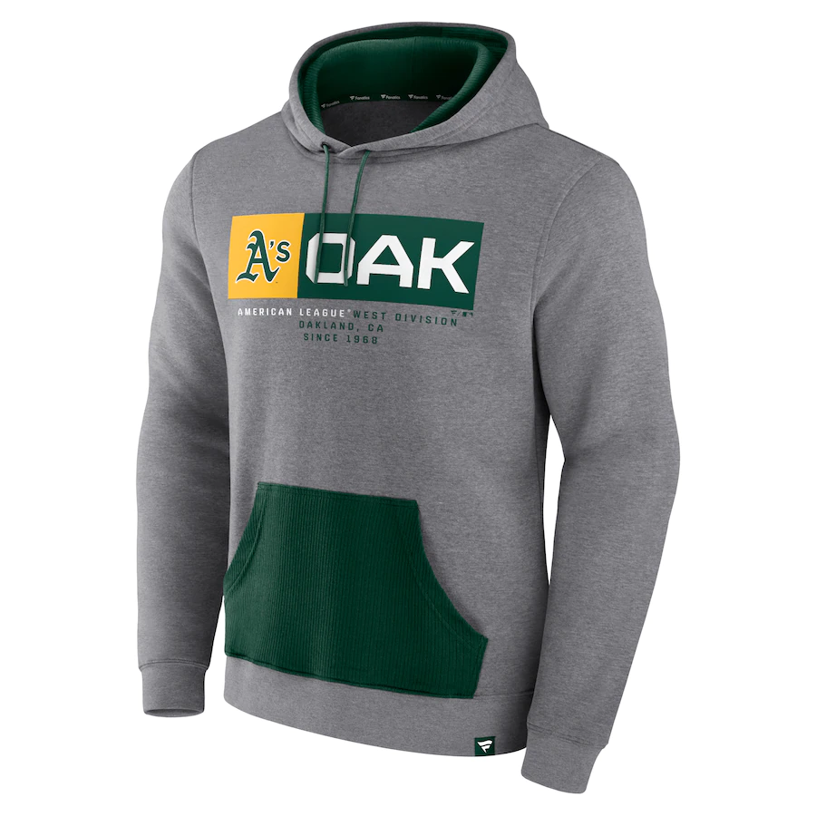 Oakland Athletics Fanatics Branded Iconic Steppin Up Fleece Pullover Hoodie - Heathered Gray product image 1, provided for