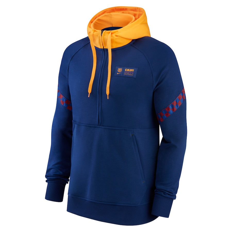 Nike FC Barcelona Men Nike Dri-FIT 1/2-Zip Travel Soccer Hoodie product image 1, provided for visual reference and product