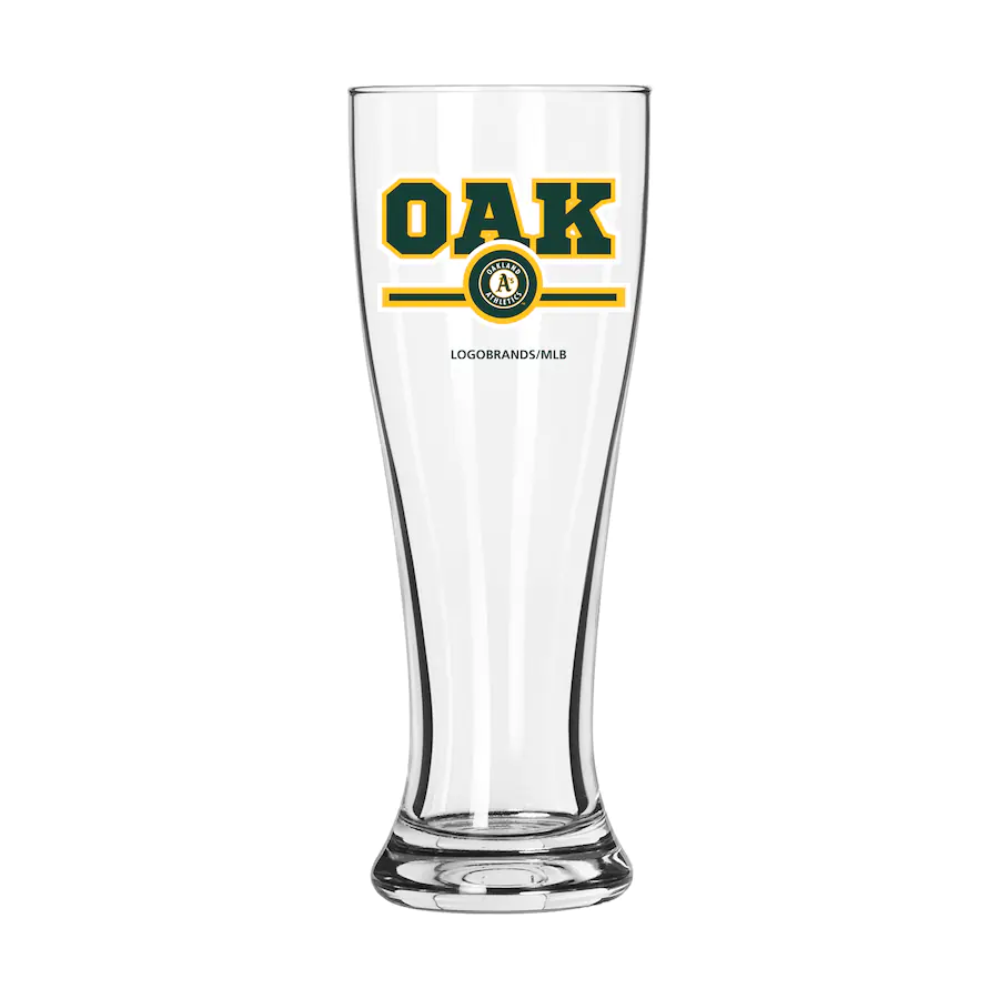 Oakland Athletics Letterman Logo 16oz. Pilsner Glass product image 2, provided for visual reference and product detail review