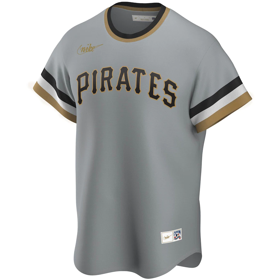 Pittsburgh Pirates Nike Road Cooperstown Collection Jersey - Gray product image 1, provided for visual reference and product