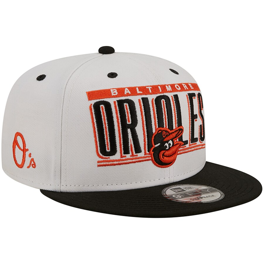 New Era Baltimore Orioles Title 9FIFTY Snapback Hat - White/Black product image 1, provided for visual reference and product