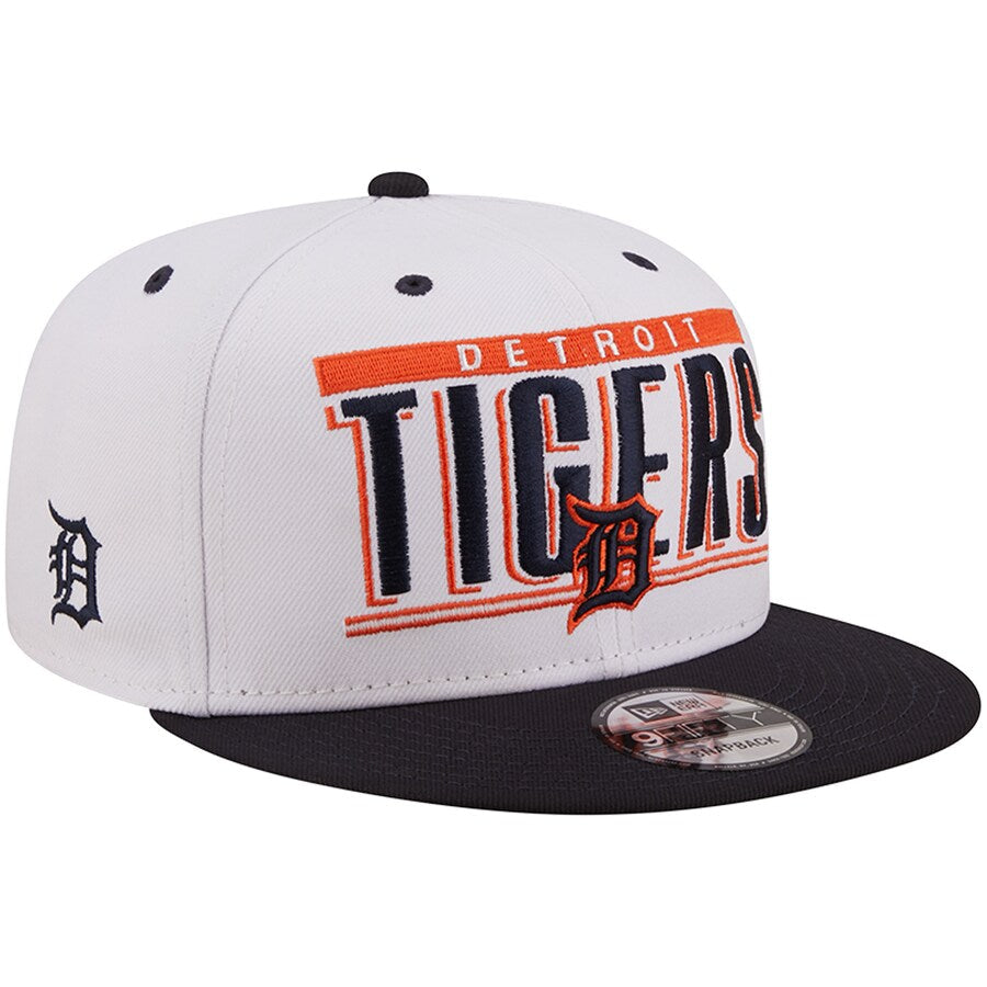 New Era Detroit Tigers Retro Title 9FIFTY Snapback Hat - White/Navy product image 1, provided for visual reference and
