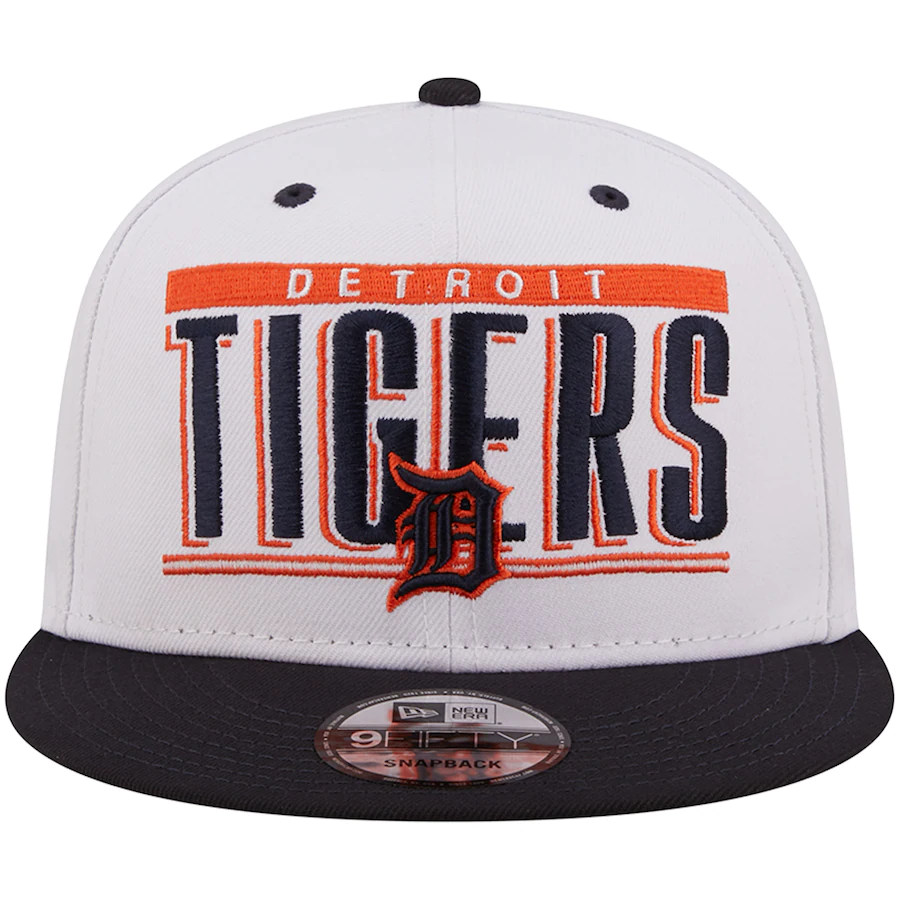 New Era Detroit Tigers Retro Title 9FIFTY Snapback Hat - White/Navy product image 2, provided for visual reference and