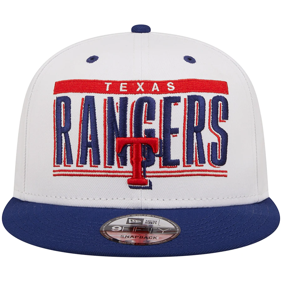 New Era Texas Rangers Retro Title 9FIFTY Snapback Hat - White/Royal product image 2, provided for visual reference and