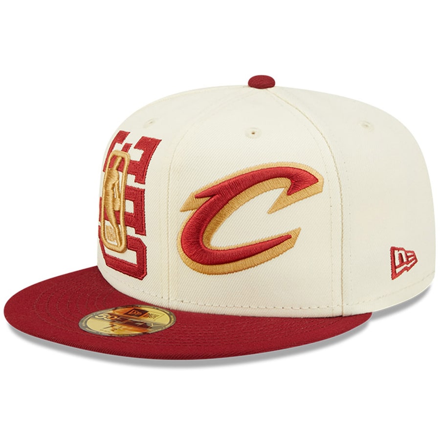 Cleveland Cavaliers New Era 2022 NBA Draft 59FIFTY Fitted Hat - Cream/Wine product image 1, provided for visual reference