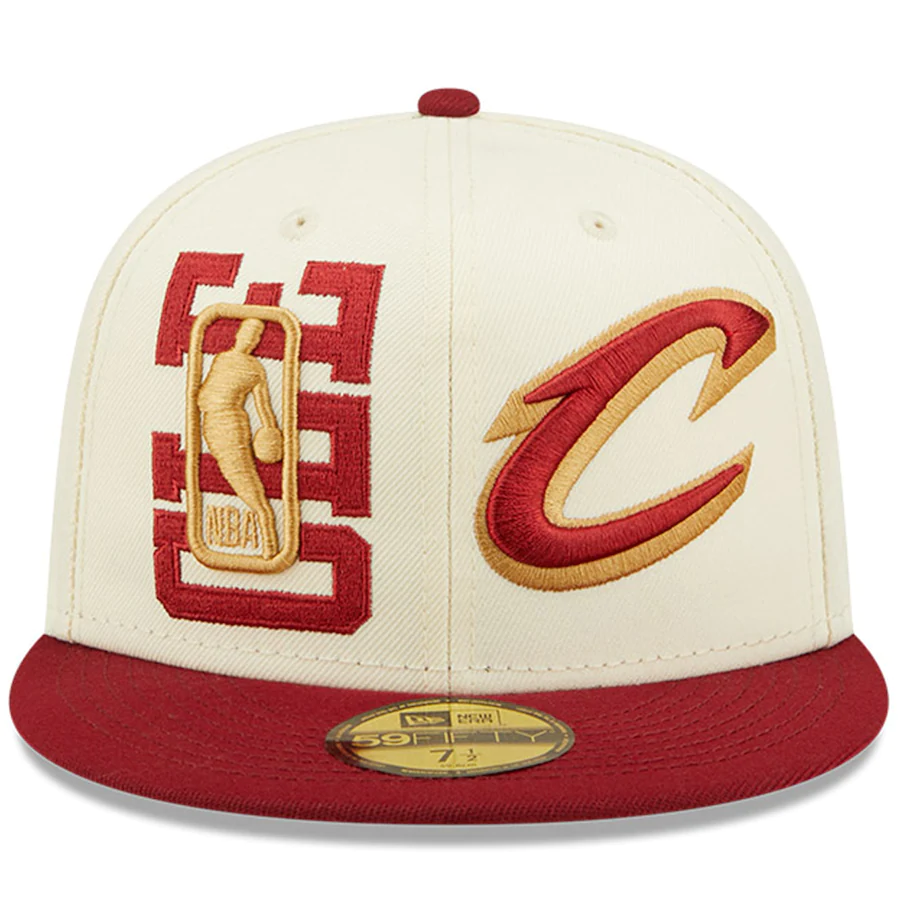 Cleveland Cavaliers New Era 2022 NBA Draft 59FIFTY Fitted Hat - Cream/Wine product image 2, provided for visual reference