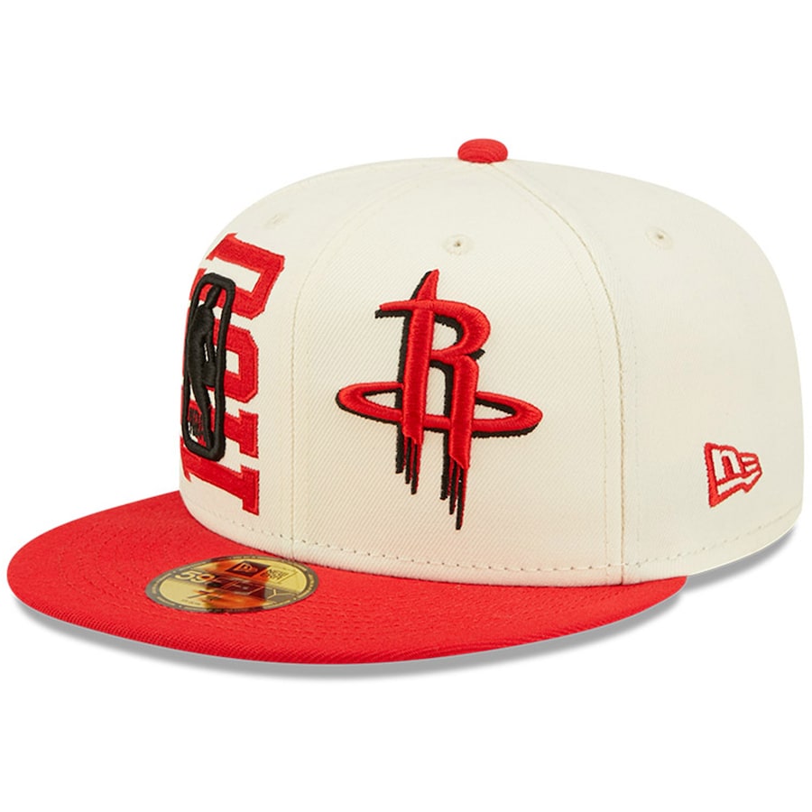Houston Rockets New Era 2022 NBA Draft 59FIFTY Fitted Hat - Cream/Red product image 1, provided for visual reference and