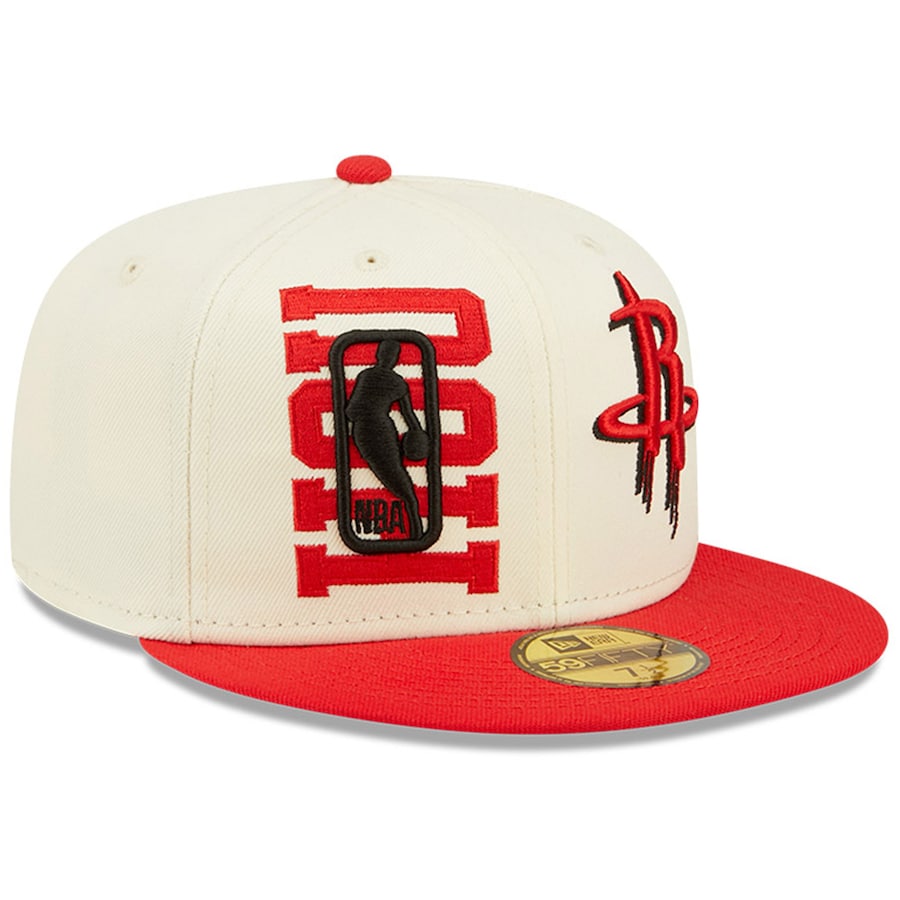 Houston Rockets New Era 2022 NBA Draft 59FIFTY Fitted Hat - Cream/Red product image 3, provided for visual reference and
