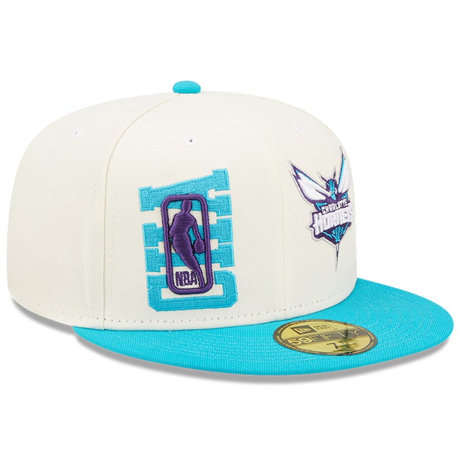 Charlotte Hornets New Era 2022 NBA Draft 59FIFTY Fitted Hat - Cream/Teal product image 3, provided for visual reference and