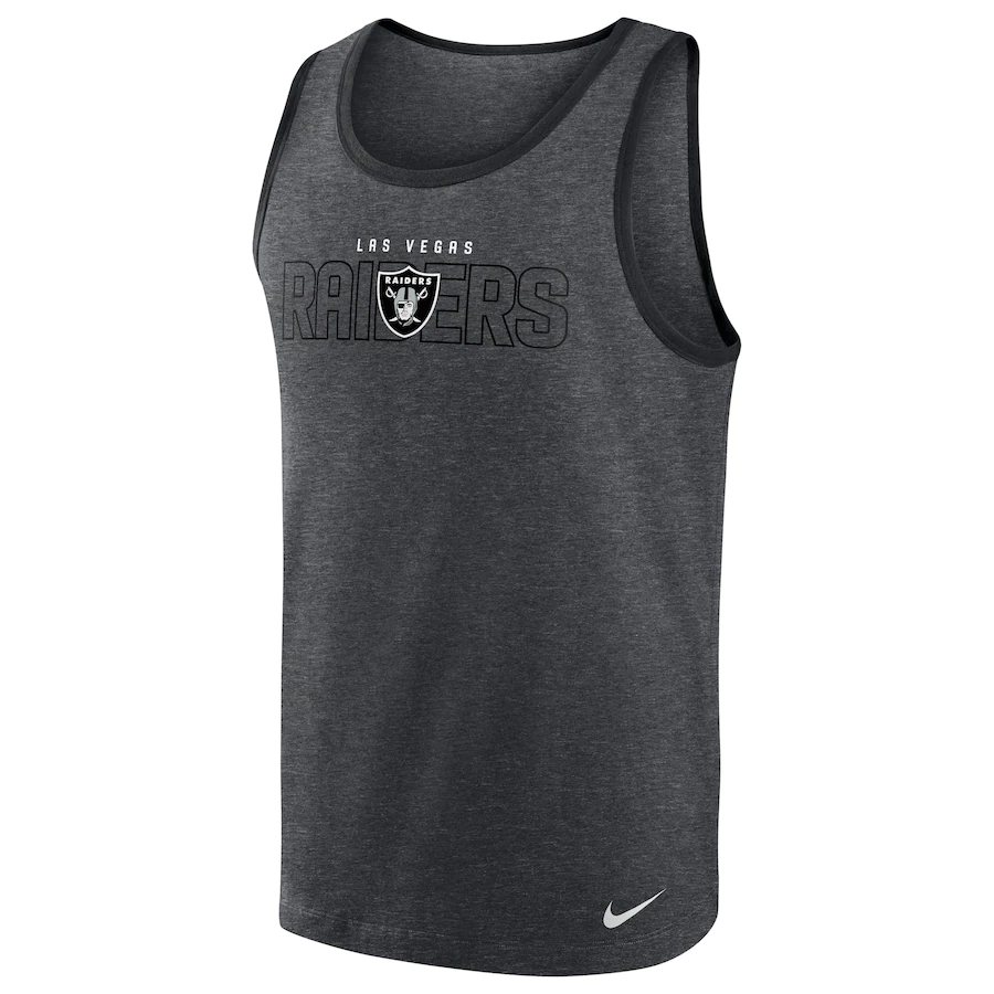 Nike Men Las Vegas Raiders Tri-Blend Tank Top-Heathered Charcoal product image 1, provided for visual reference and product