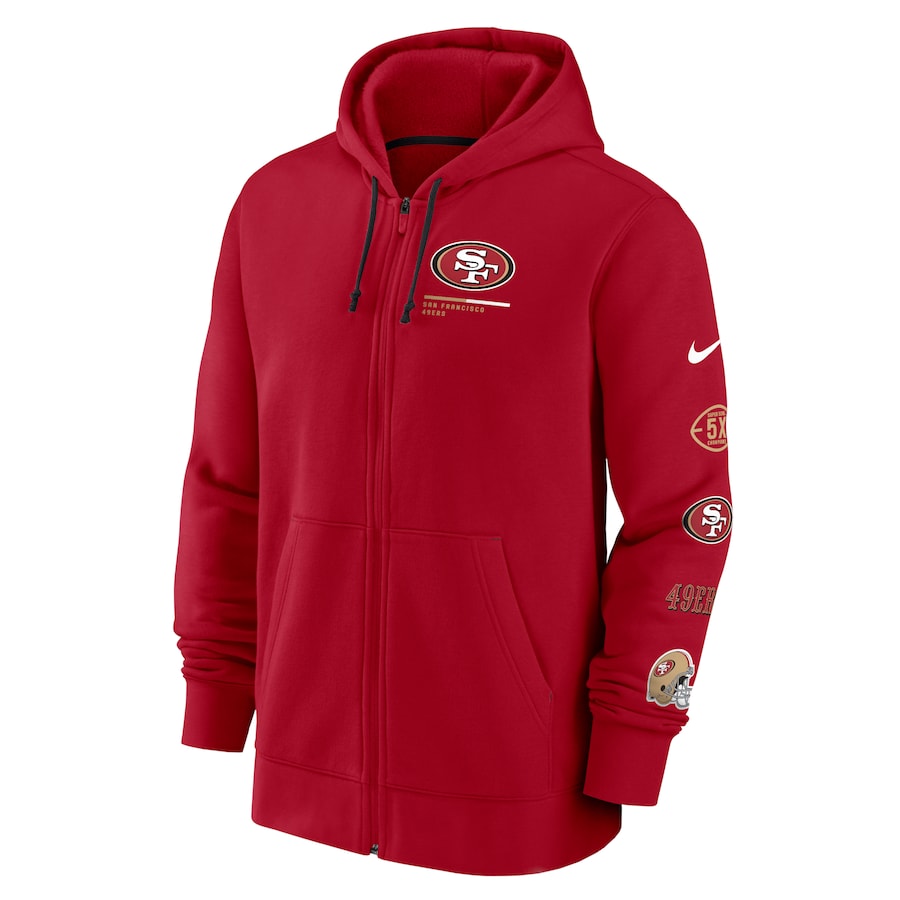 Nike Men San Francisco 49ers Surrey Full-Zip Hoodie - Scarlet product image 1, provided for visual reference and product