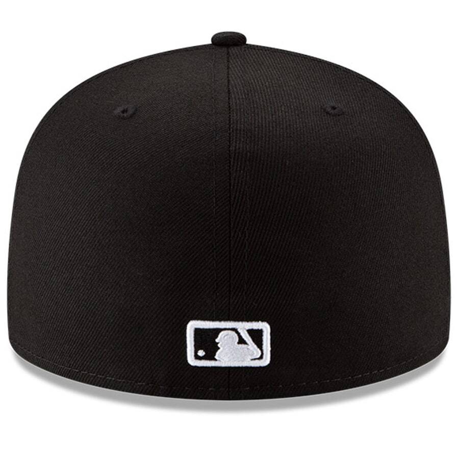 Boston Red Sox New Era Black On White 59Fifty Fitted Hat product image 4, provided for visual reference and product detail
