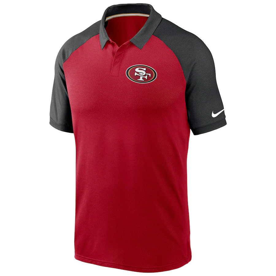 Nike San Francisco 49ers Raglan Tri-Blend Performance Polo - Red product image 1, provided for visual reference and product