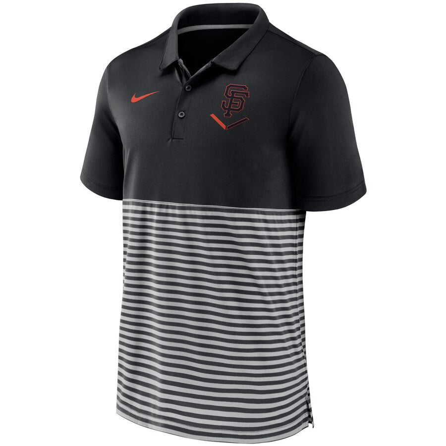 Nike San Francisco Giants Home Plate Striped Polo - Black/Gray product image 1, provided for visual reference and product