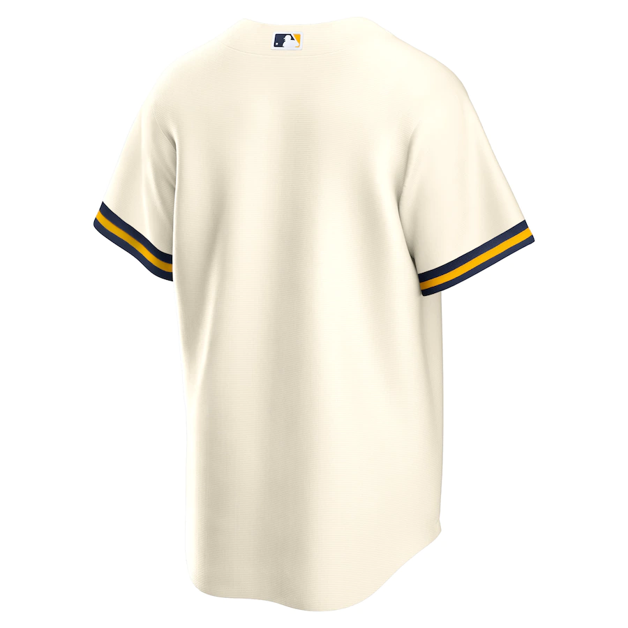 Nike Men Milwaukee Brewers Cream Home Replica Team Jersey product image 2, provided for visual reference and product detail