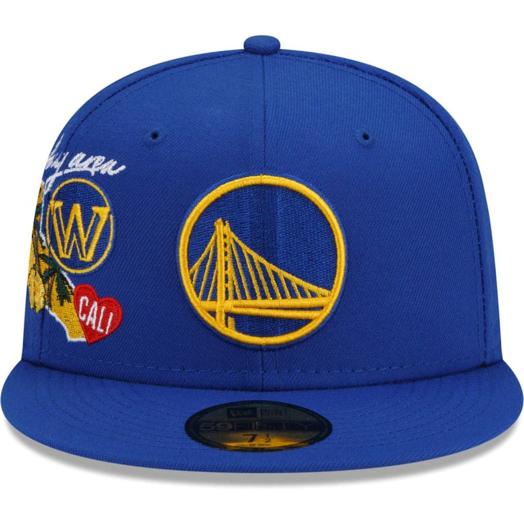 Golden State Warriors New Era Royal City Cluster 59FIFTY Fitted Hat- Blue product image 3, provided for visual reference and