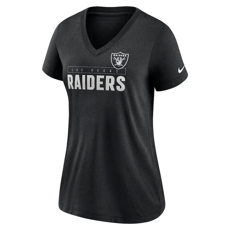 Nike Las Vegas Raiders Women Team Name Logo V-Neck Tri-Blend T-Shirt – Black product image 1, provided for visual reference