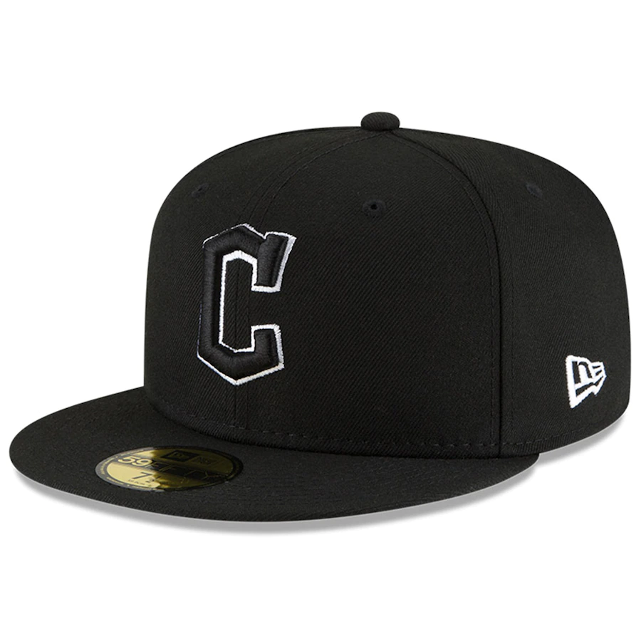Cleavland Guardians New Era Basic Collection Black Outline Fitted 59Fifty-Black And White product image 1, provided for