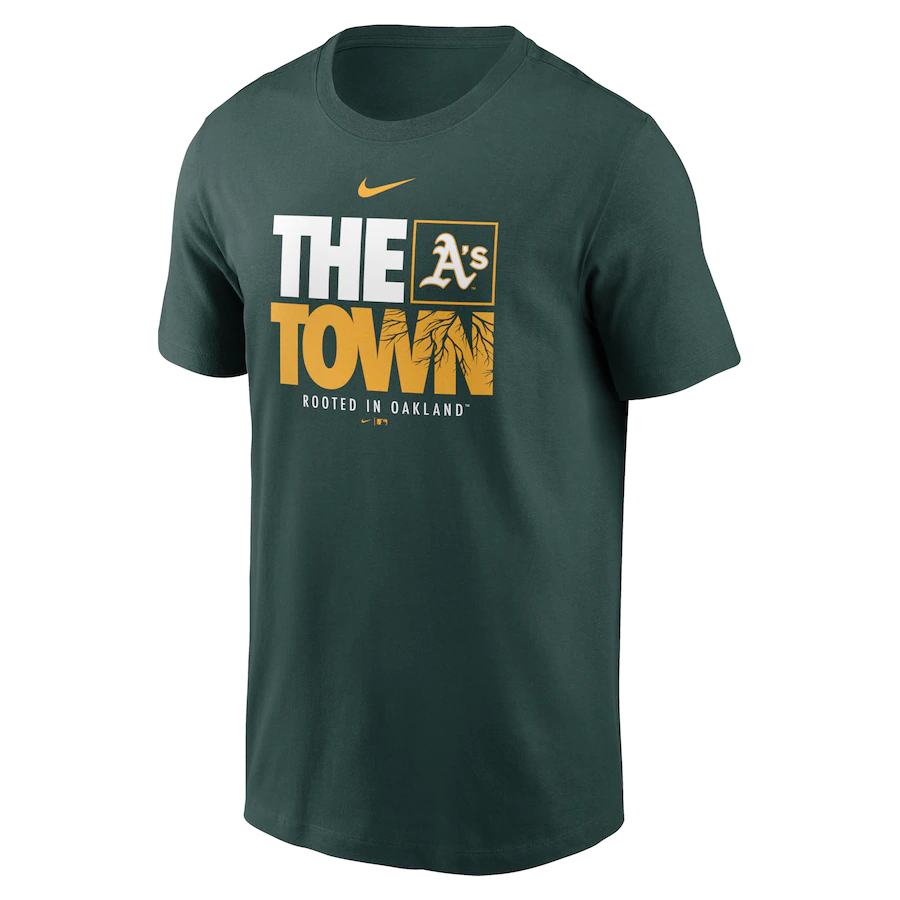 Nike Men Oakland Athletics Green The Town Local Team T-Shirt product image 1, provided for visual reference and product