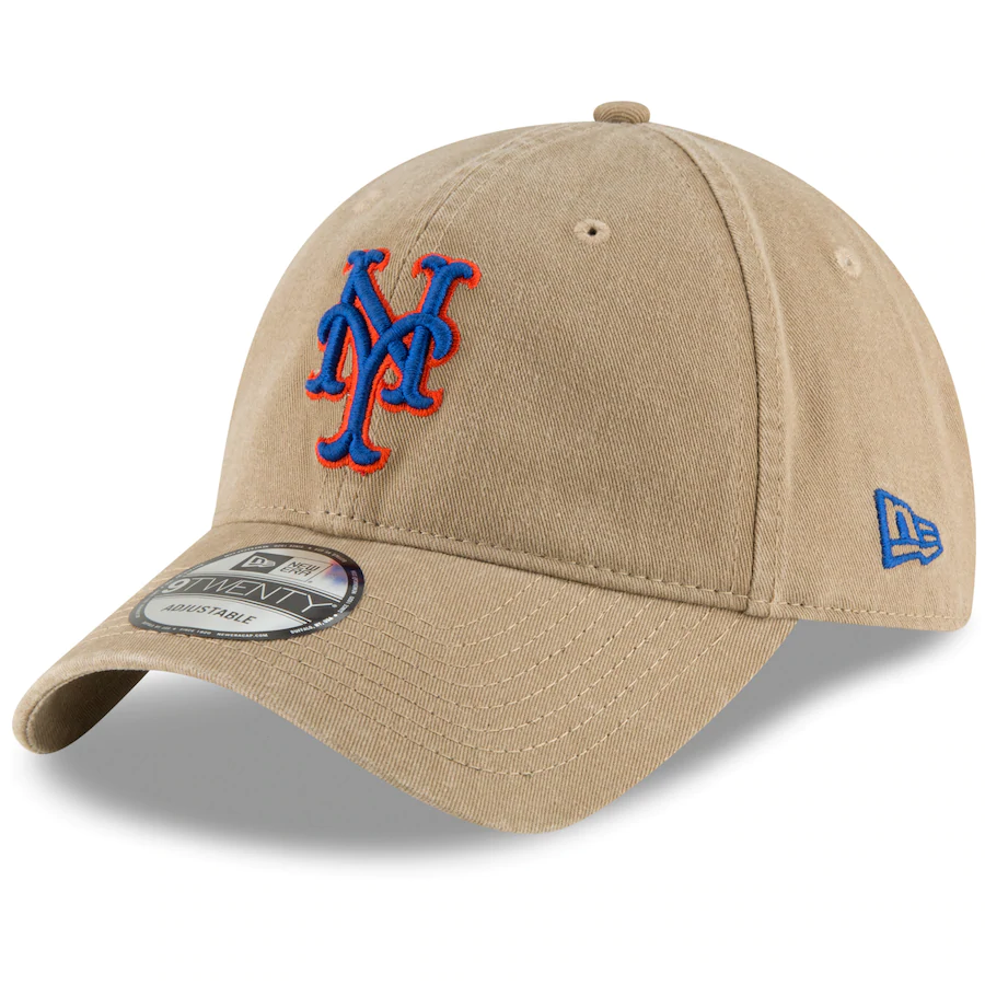 New York Mets New Era Khaki Core Classic Secondary 9TWENTY Adjustable Hat product image 1, provided for visual reference and