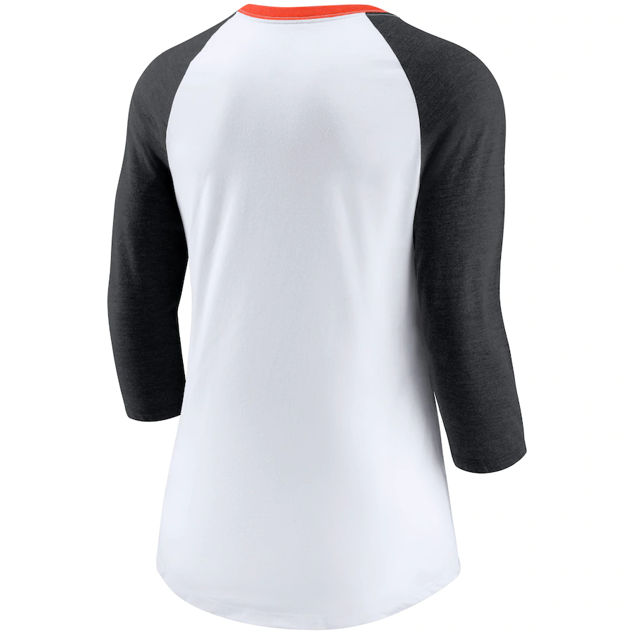Nike San Francisco Giants Women Color Split Tri-Blend 3/4-Sleeve Raglan T-Shirt - White/Heathered Black product image 2,