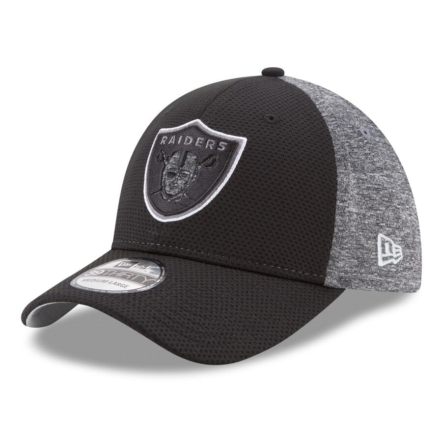 Las Vegas Raiders New Era Fierce Fill 39THIRTY Flex Hat - BLACK/GREY product image 1, provided for visual reference and